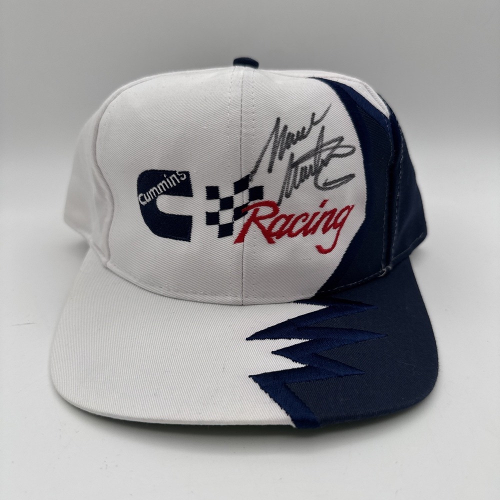 90's Signed Mark Martin? Cummins Racing Shark Tooth Hat Cap Blue White Vintage